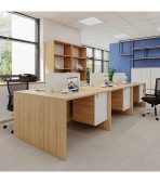 Cụm bàn làm việc 6 người LBV79.1 360x120 - Vân gỗ nhạt