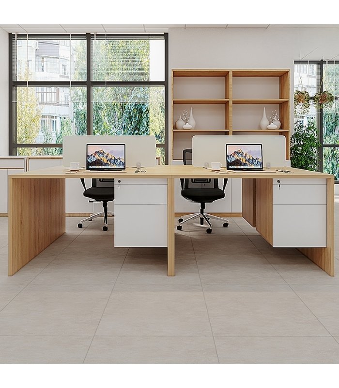 Cụm bàn làm việc 4 người LBV79.2 240x120 - Vân gỗ nhạt