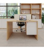 Cụm bàn làm việc 2 người LBV79.3 120x120 - Vân gỗ nhạt - Ảnh 2
