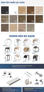 Cụm bàn làm việc 4 người LBV82.2 240x120 - Vân gỗ đậm kết hợp Ghi