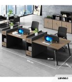 Cụm bàn làm việc 4 người LBV80.1 300x120 - Vân gỗ đậm