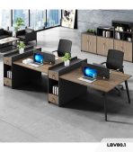 Cụm bàn làm việc 4 người LBV80.1 300x120 - Vân gỗ đậm
