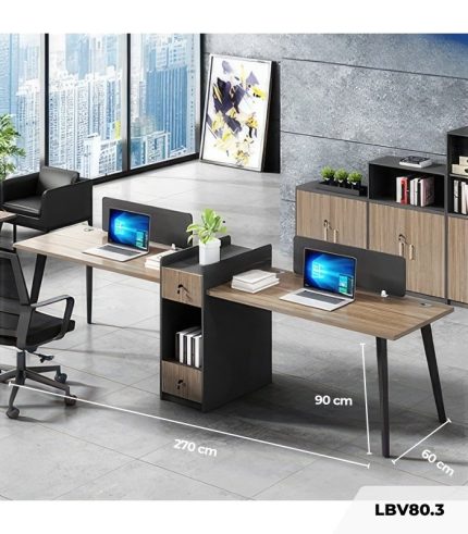 Cụm bàn làm việc 2 người LBV80.3 270x60 - Vân gỗ đậm