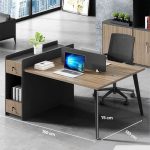 Cụm bàn làm việc 2 người LBV80.4 150x120 - Vân gỗ đậm