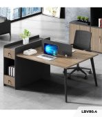 Cụm bàn làm việc 2 người LBV80.4 150x120 - Vân gỗ đậm