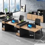 Cụm bàn làm việc 4 người LBV80.7 270x120 - Vân gỗ nhạt