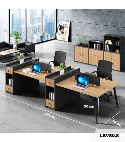 Cụm bàn làm việc 2 người LBV80.8 270x60 - Vân gỗ nhạt