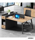 Cụm bàn làm việc 2 người LBV80.9 150x120 - Vân gỗ nhạt