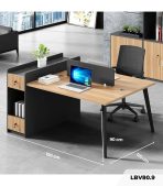 Cụm bàn làm việc 2 người LBV80.9 150x120 - Vân gỗ nhạt