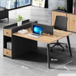 Cụm bàn làm việc 2 người LBV80.9 150x120 - Vân gỗ nhạt