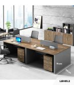 Cụm bàn làm việc 4 người LBV81.2 240x120 - Vân gỗ đậm kết hợp Ghi