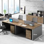 Cụm bàn làm việc 4 người LBV81.2 240x120 - Vân gỗ đậm kết hợp Ghi