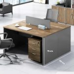 Cụm bàn làm việc 2 người LBV81.3 120x120 - Vân gỗ đậm kết hợp Ghi