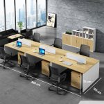 Cụm bàn làm việc 6 người LBV81.5 360x120 - Vân gỗ nhạt kết hợp Trắng