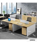 Cụm bàn làm việc 4 người LBV81.6 240x120 - Vân gỗ nhạt kết hợp Trắng