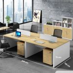 Cụm bàn làm việc 4 người LBV81.6 240x120 - Vân gỗ nhạt kết hợp Trắng