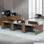Cụm bàn làm việc 6 người LBV82.1 360x120 - Vân gỗ đậm kết hợp Ghi