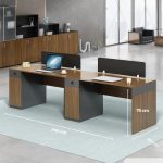 Cụm bàn làm việc 2 người LBV82.3 240x60 - Vân gỗ đậm kết hợp Ghi
