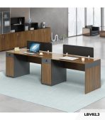 Cụm bàn làm việc 2 người LBV82.3 240x60 - Vân gỗ đậm kết hợp Ghi