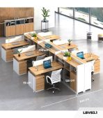 Cụm bàn làm việc 6 người LBV83.1 300x360 - Vân gỗ nhạt kết hợp Trắng