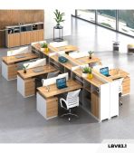 Cụm bàn làm việc 6 người LBV83.1 300x360 - Vân gỗ nhạt kết hợp Trắng