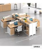 Cụm bàn làm việc 4 người LBV83.2 300x240 - Vân gỗ nhạt kết hợp Trắng