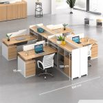 Cụm bàn làm việc 4 người LBV83.2 300x240 - Vân gỗ nhạt kết hợp Trắng