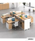 Cụm bàn làm việc 4 người LBV83.2 300x240 - Vân gỗ nhạt kết hợp Trắng