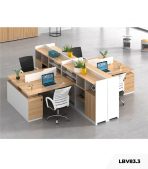 Cụm bàn làm việc 4 người LBV83.3 300x240 - Vân gỗ nhạt kết hợp Trắng