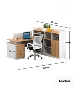 Bàn làm việc LBV83.5 150x120 - Vân gỗ nhạt kết hợp Trắng
