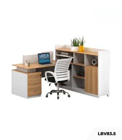 Bàn làm việc LBV83.5 150x120 - Vân gỗ nhạt kết hợp Trắng
