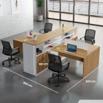 Cụm bàn làm việc 4 người LBV84.2 300x240 - Vân gỗ nhạt kết hợp Trắng