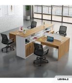 Cụm bàn làm việc 4 người LBV84.2 300x240 - Vân gỗ nhạt kết hợp Trắng
