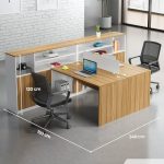 Cụm bàn làm việc 2 người LBV84.3 150x240 - Vân gỗ nhạt kết hợp Trắng