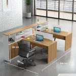 Cụm bàn làm việc 2 người LBV84.4 150x240 - Vân gỗ nhạt kết hợp Trắng