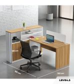 Bàn làm việc LBV84.5 150x120 - Vân gỗ nhạt kết hợp Trắng