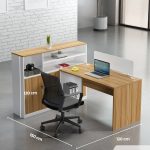 Bàn làm việc LBV84.5 150x120 - Vân gỗ nhạt kết hợp Trắng