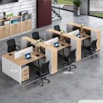 Cụm bàn làm việc 6 người LBV85.1 450x200 - Vân gỗ nhạt kết hợp Trắng