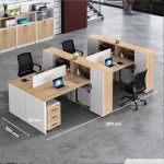 Cụm bàn làm việc 4 người LBV85.2 300x200 - Vân gỗ nhạt kết hợp Trắng