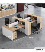 Cụm bàn làm việc 4 người LBV85.2 300x200 - Vân gỗ nhạt kết hợp Trắng