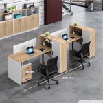Cụm bàn làm việc 2 người LBV85.4 300x100 - Vân gỗ nhạt kết hợp Trắng