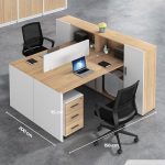 Cụm bàn làm việc 2 người LBV85.5 150x200 - Vân gỗ nhạt kết hợp Trắng