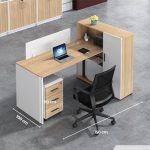 Bàn làm việc LBV85.6 150x100 - Vân gỗ nhạt kết hợp Trắng