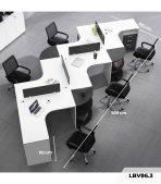 Cụm bàn làm việc 4+1 người LBV86.3 509x185 - Trắng kết hợp Đen
