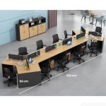 Cụm bàn làm việc 8+2 người LBV87.1 624x220 - Vân gỗ nhạt kết hợp Ghi