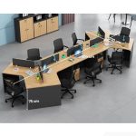 Cụm bàn làm việc 8 người LBV87.2 504x220 - Vân gỗ nhạt kết hợp Ghi