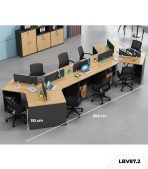 Cụm bàn làm việc 8 người LBV87.2 504x220 - Vân gỗ nhạt kết hợp Ghi