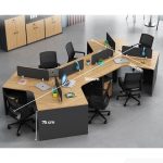 Cụm bàn làm việc 6 người LBV87.4 384x220 - Vân gỗ nhạt kết hợp Ghi