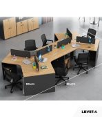 Cụm bàn làm việc 6 người LBV87.4 384x220 - Vân gỗ nhạt kết hợp Ghi