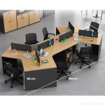 Cụm bàn làm việc 6 người LBV87.4 384x220 - Vân gỗ nhạt kết hợp Ghi
